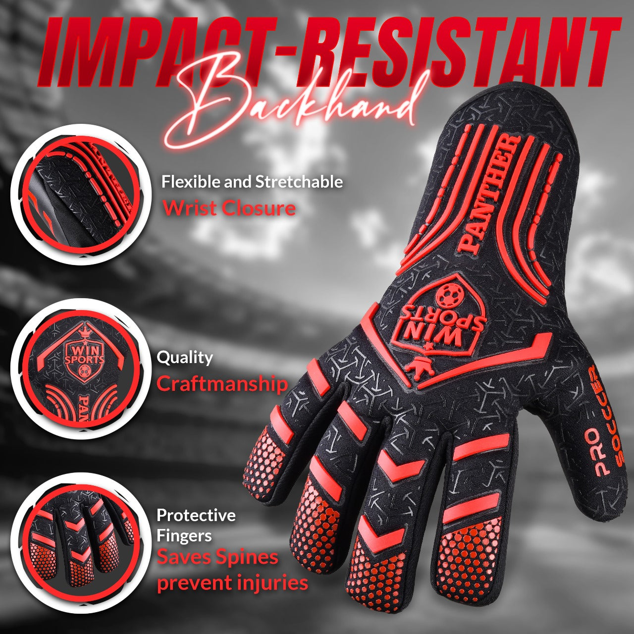 WIN GoalKeeper Gloves (Red Panther)