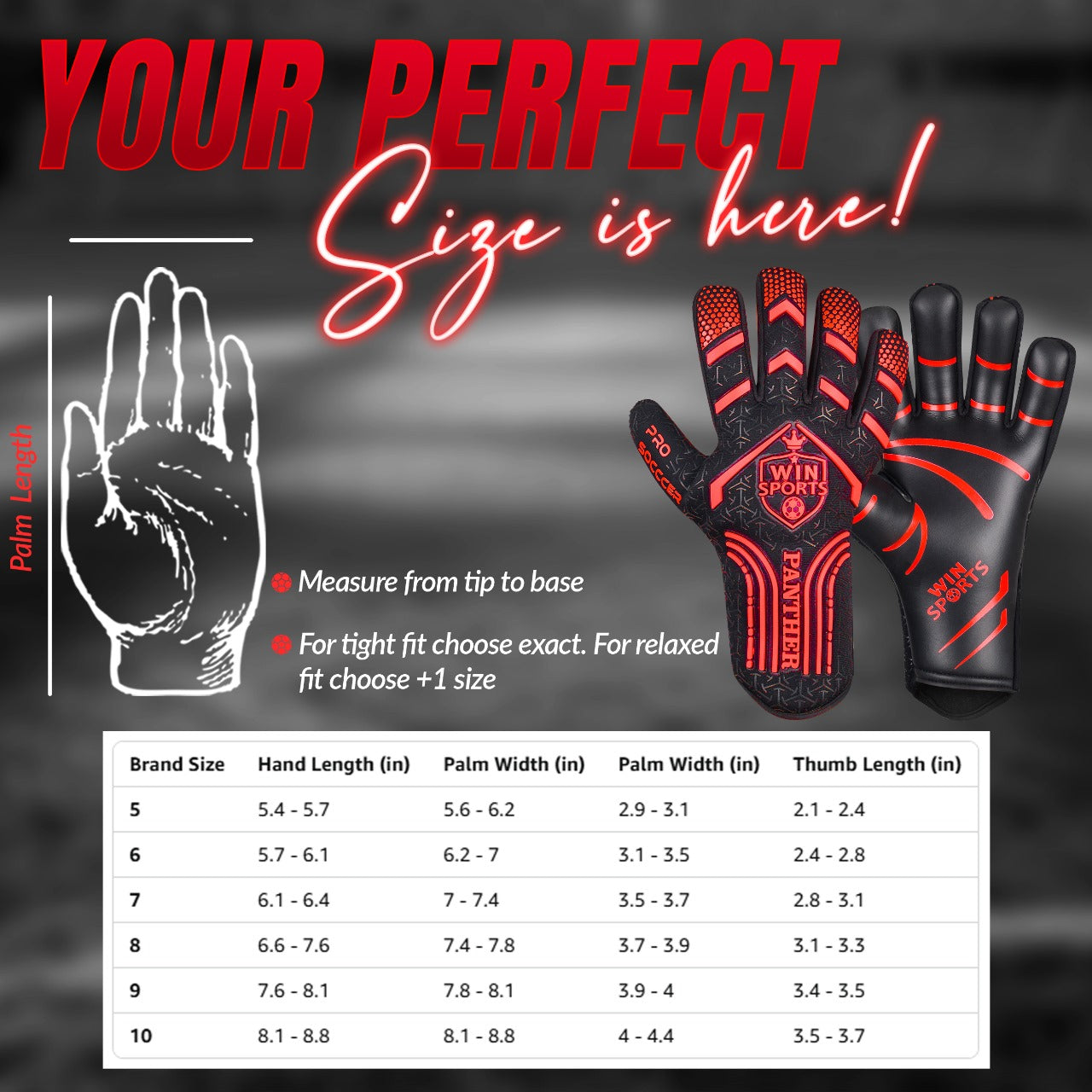 WIN GoalKeeper Gloves (Red Panther)