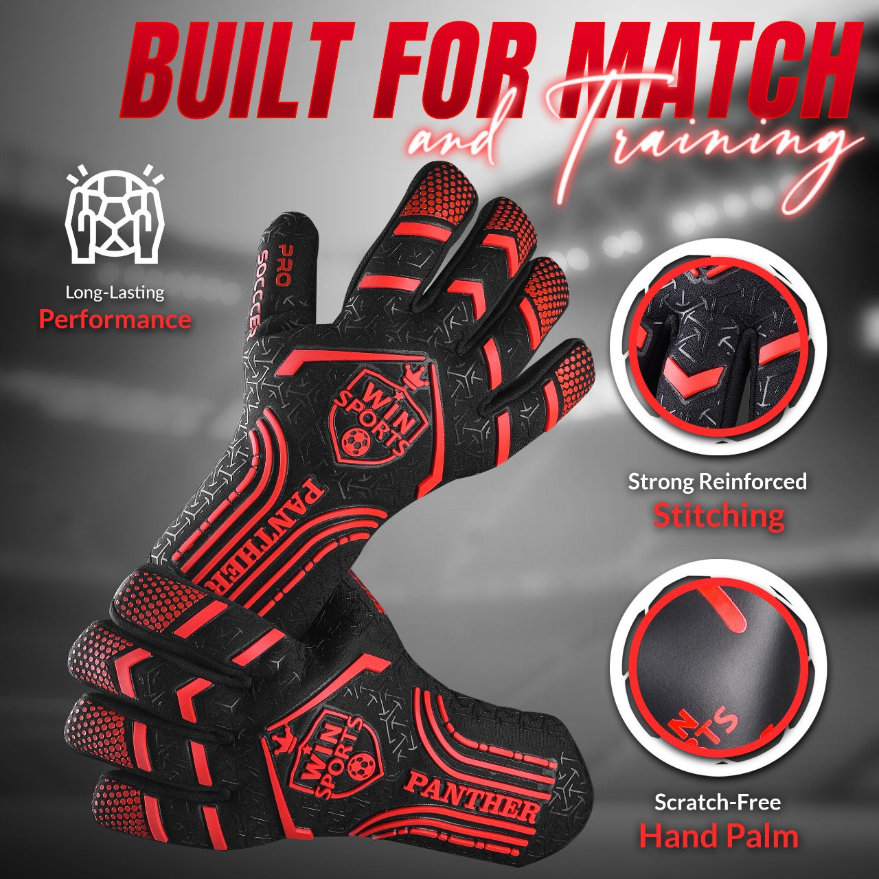 WIN GoalKeeper Gloves (Red Panther)