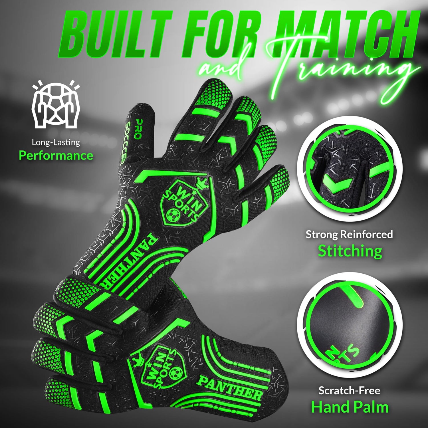 WIN GoalKeeper Gloves (Green Panther)
