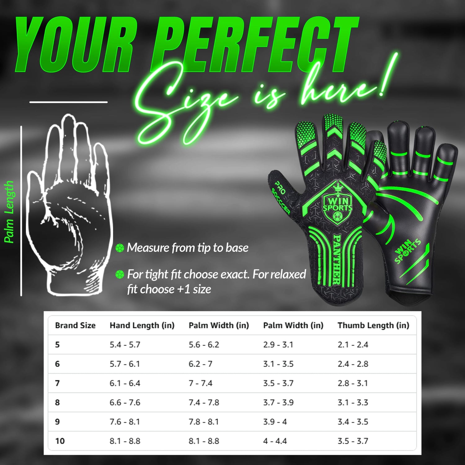 WIN GoalKeeper Gloves (Green Panther)