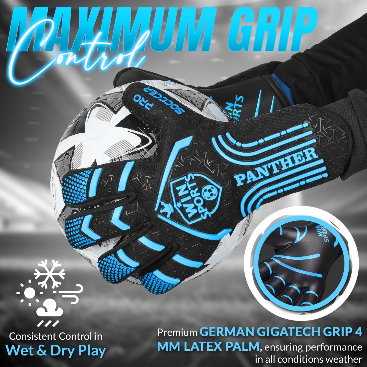 WIN GoalKeeper Gloves (Blue Panther)