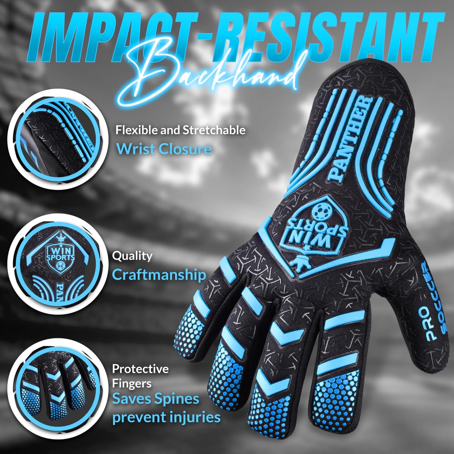 WIN GoalKeeper Gloves (Blue Panther)