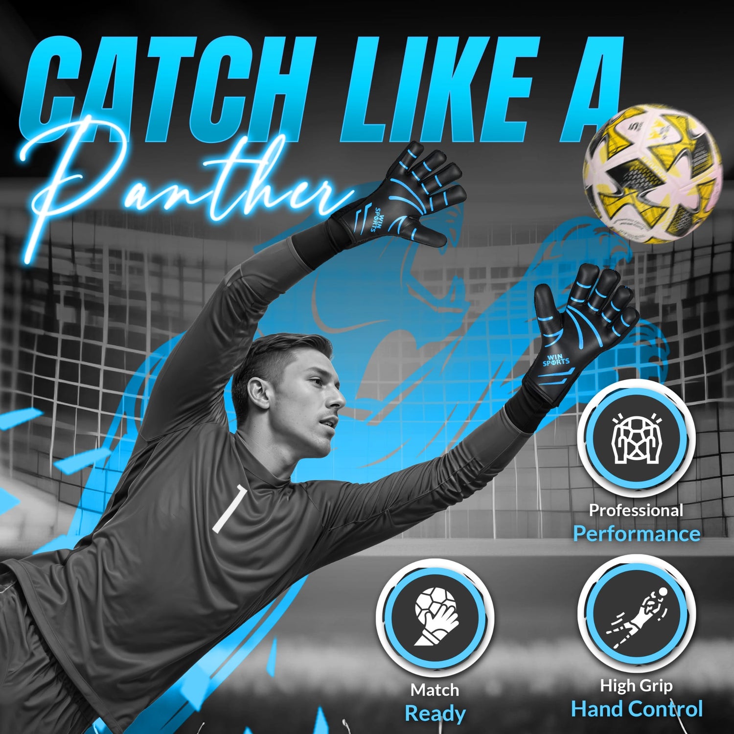 WIN GoalKeeper Gloves (Blue Panther)