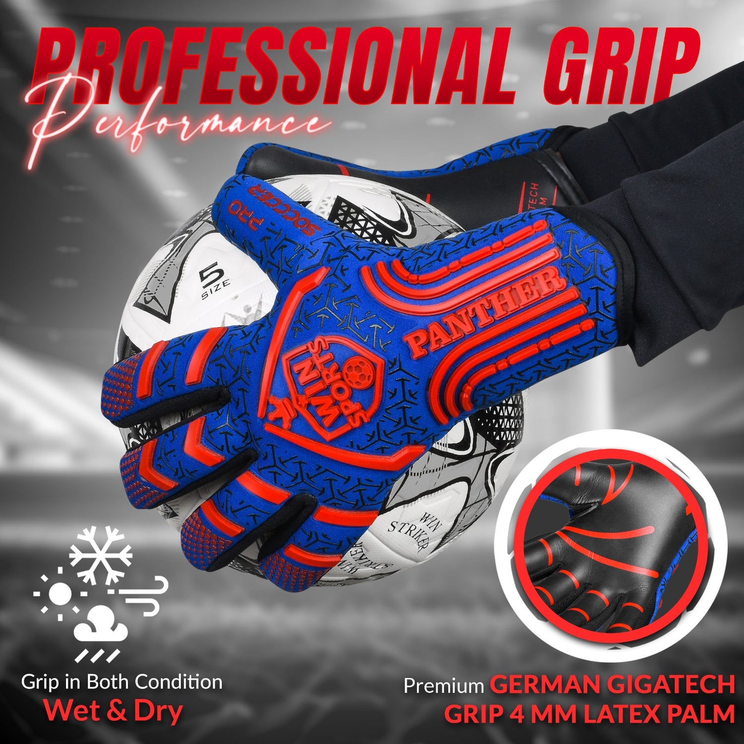WIN Professional Goalkeeper GIGATECH Grip. (PANTHER PRO)