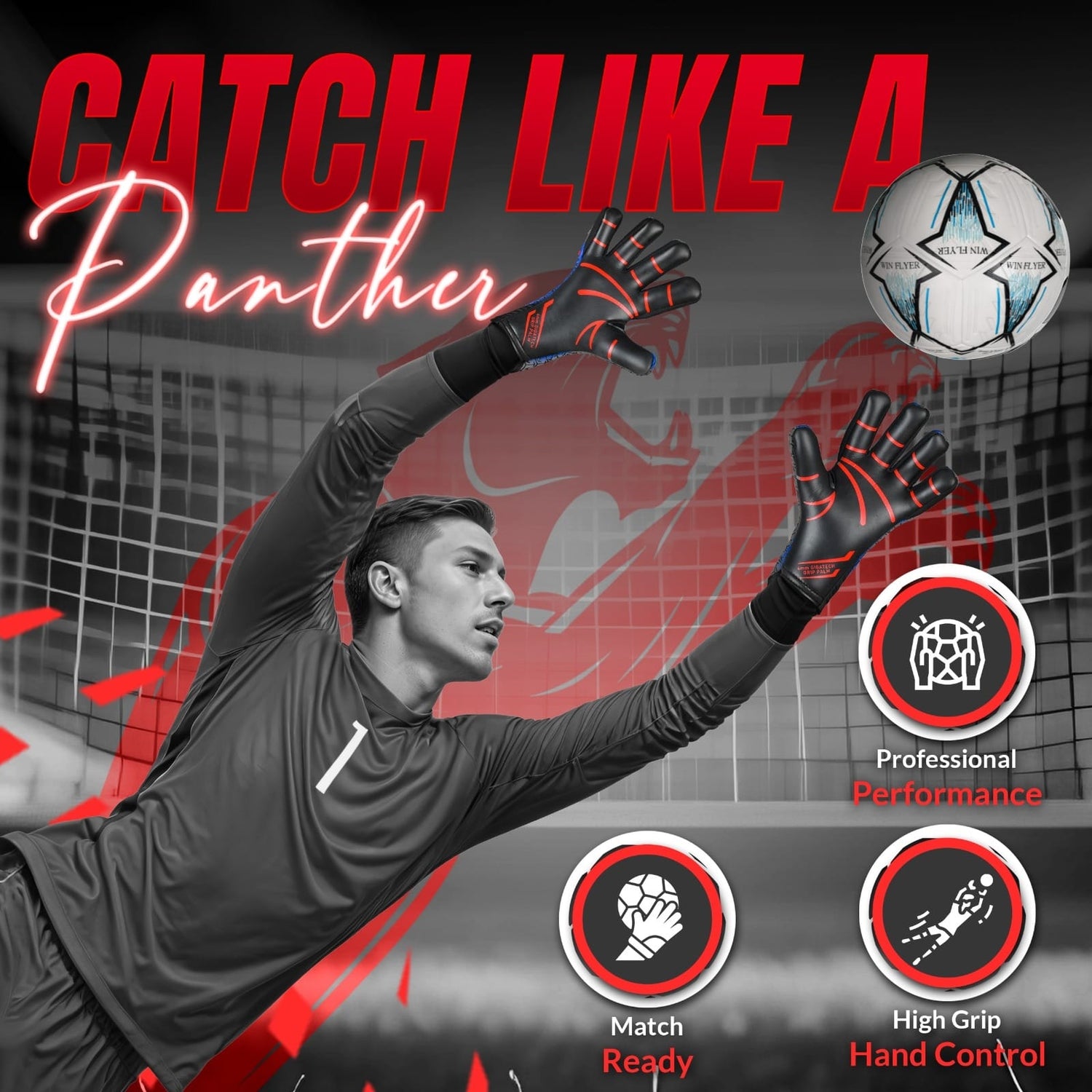 WIN Professional Goalkeeper GIGATECH Grip. (PANTHER PRO)