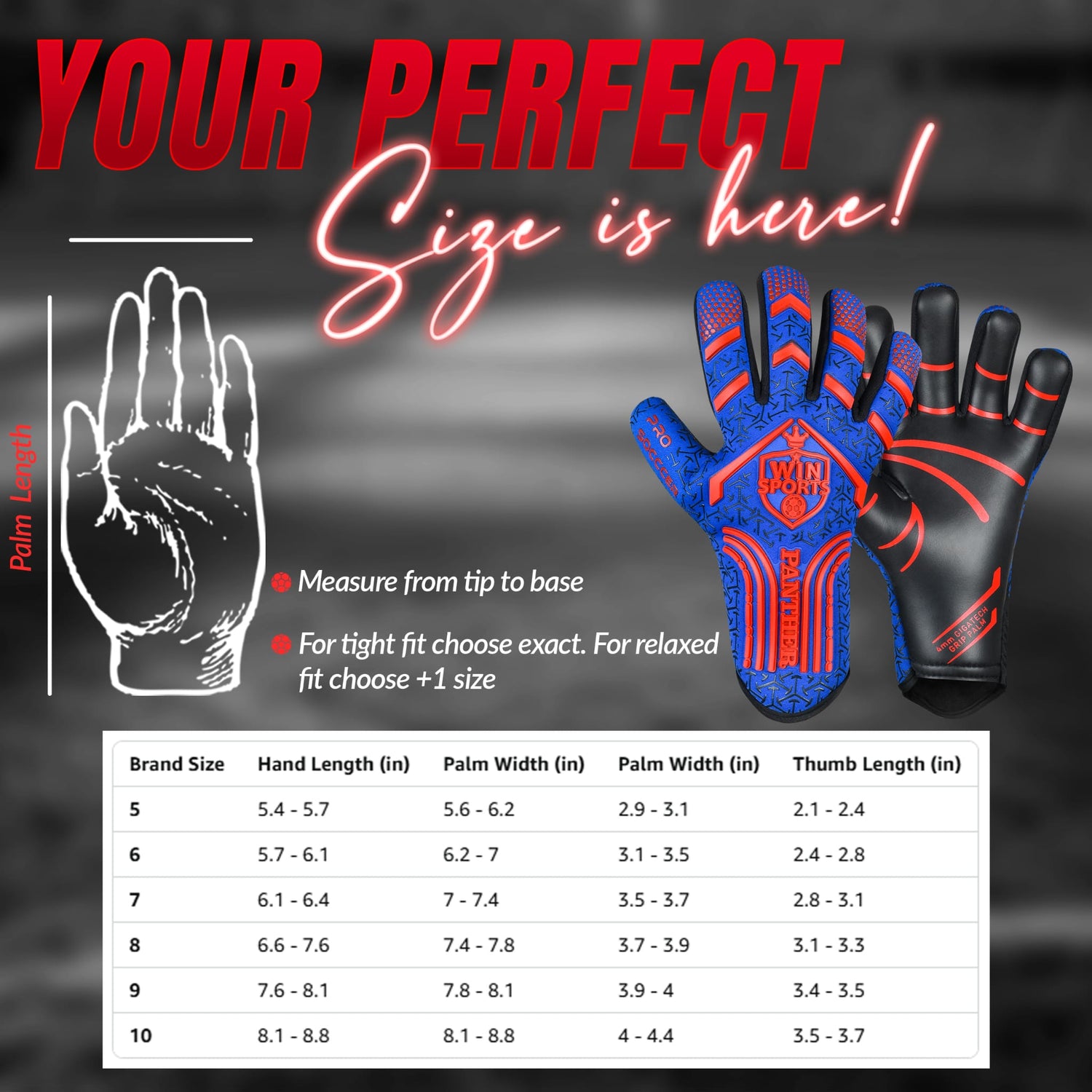 WIN Professional Goalkeeper GIGATECH Grip. (PANTHER PRO)
