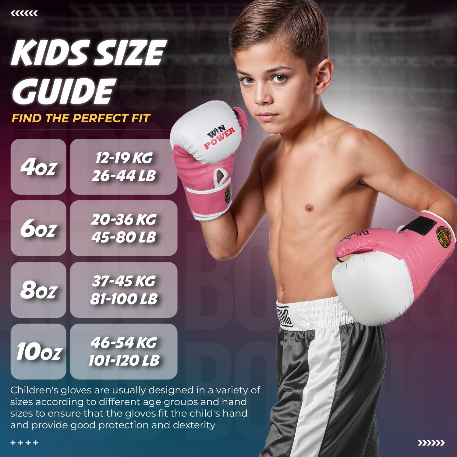 WIN SPORTS Junior Boxing Gloves, White and Pink, Leather, Hook and Loop Closure, Junior Champs
