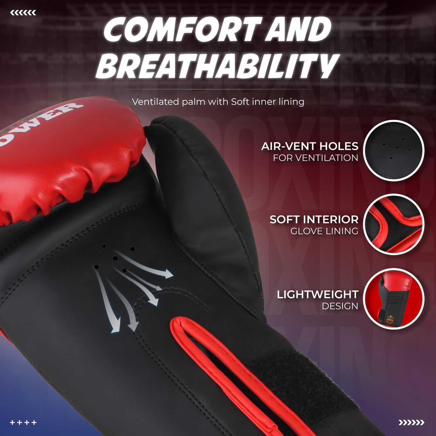 WIN SPORTS Junior Boxing Gloves, Red and Black,Hook and Loop Closure, Junior Champs