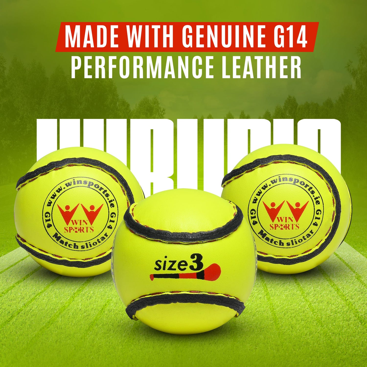 WIN Hurling Match Sliotars (Size 3)
