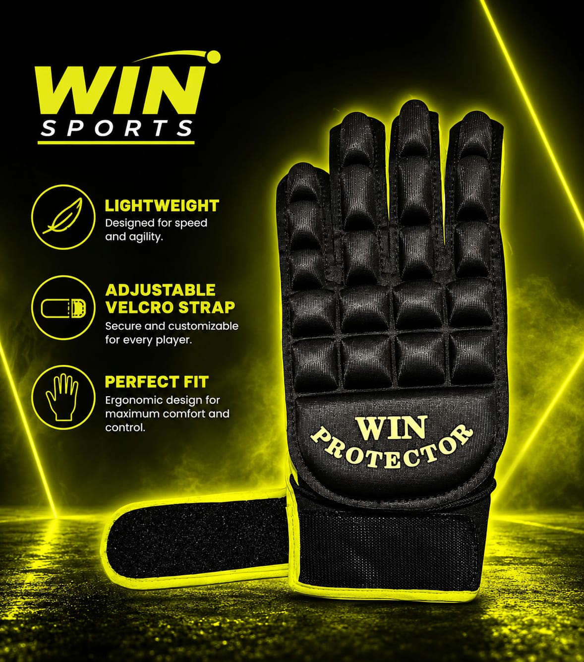 Full Finger Hockey Gloves. LEFT HAND