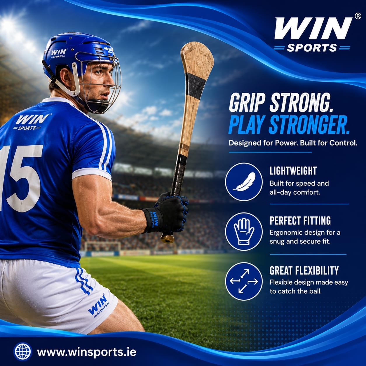 WIN Sports New Hurling Gloves (SENIORS).GAA Compatible.