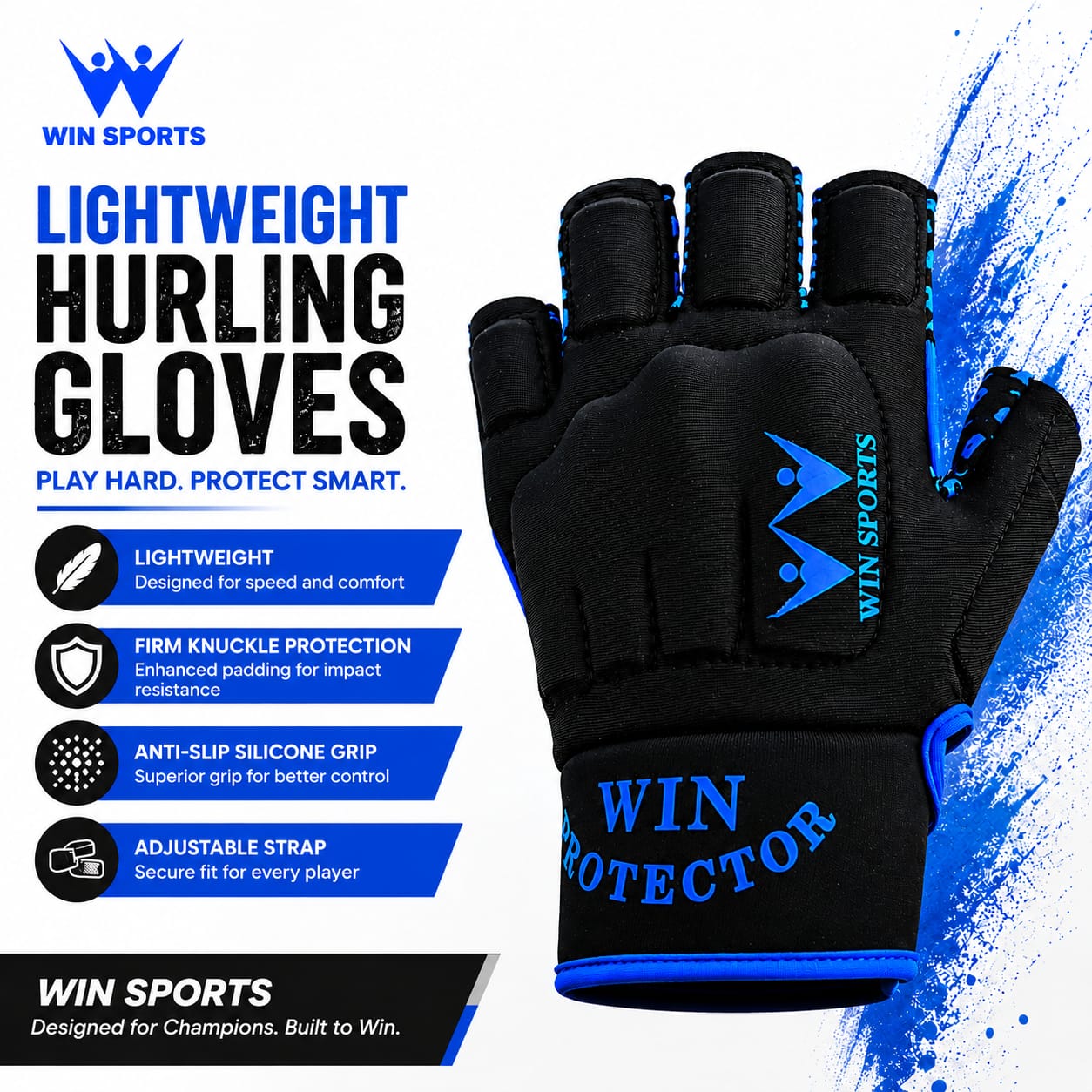 WIN Sports New Hurling Gloves (SENIORS).GAA Compatible.